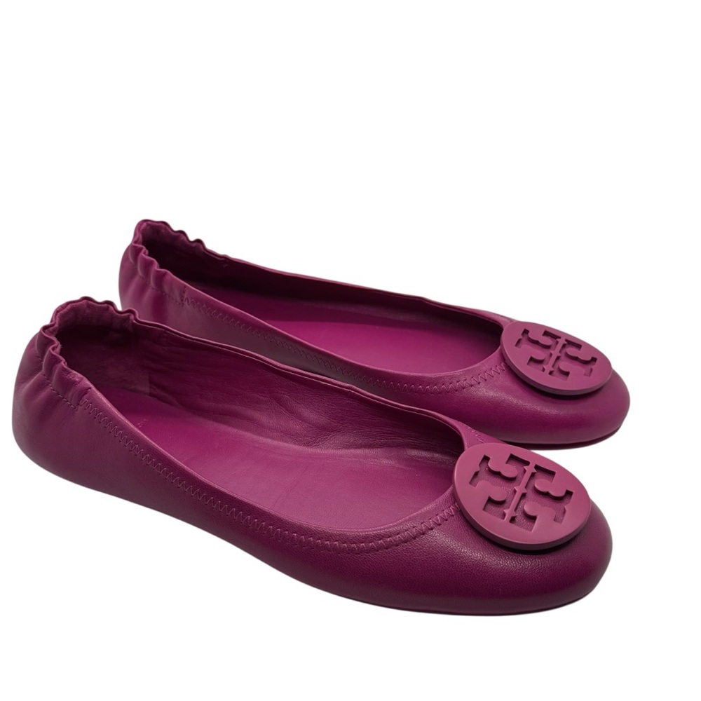 Tory Burch Minnie Reva Travel Ballet Flats Shoes in Magenta Pink Size 7.5 - Picture 3 of 12